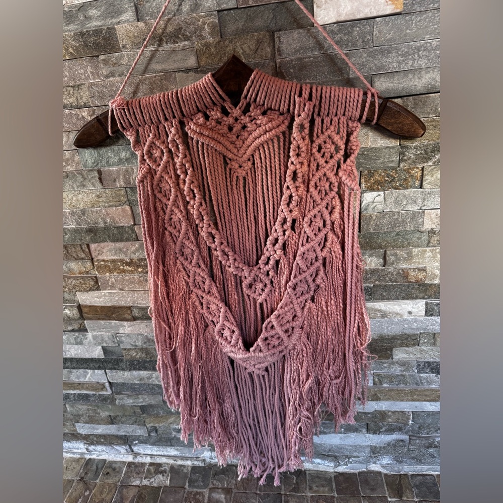 Pink Macrame Wall Hanging - Picture 2 of 5